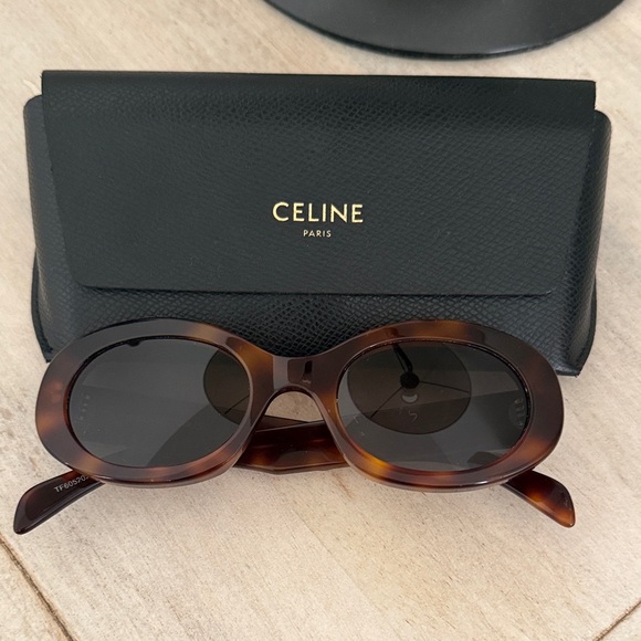Celine Brown Oval Sunglasses with Black Case - Picture 1 of 3